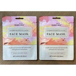 Trader Joe's Hydrating Biocellulose Face Mask Set of 2 Masks Ships Quick
